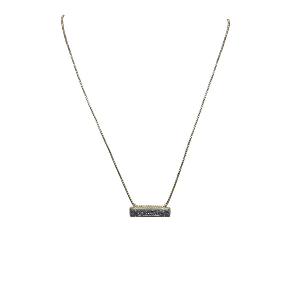 Kendra Scott Leanor Gold Pendant Necklace in Black Drusy